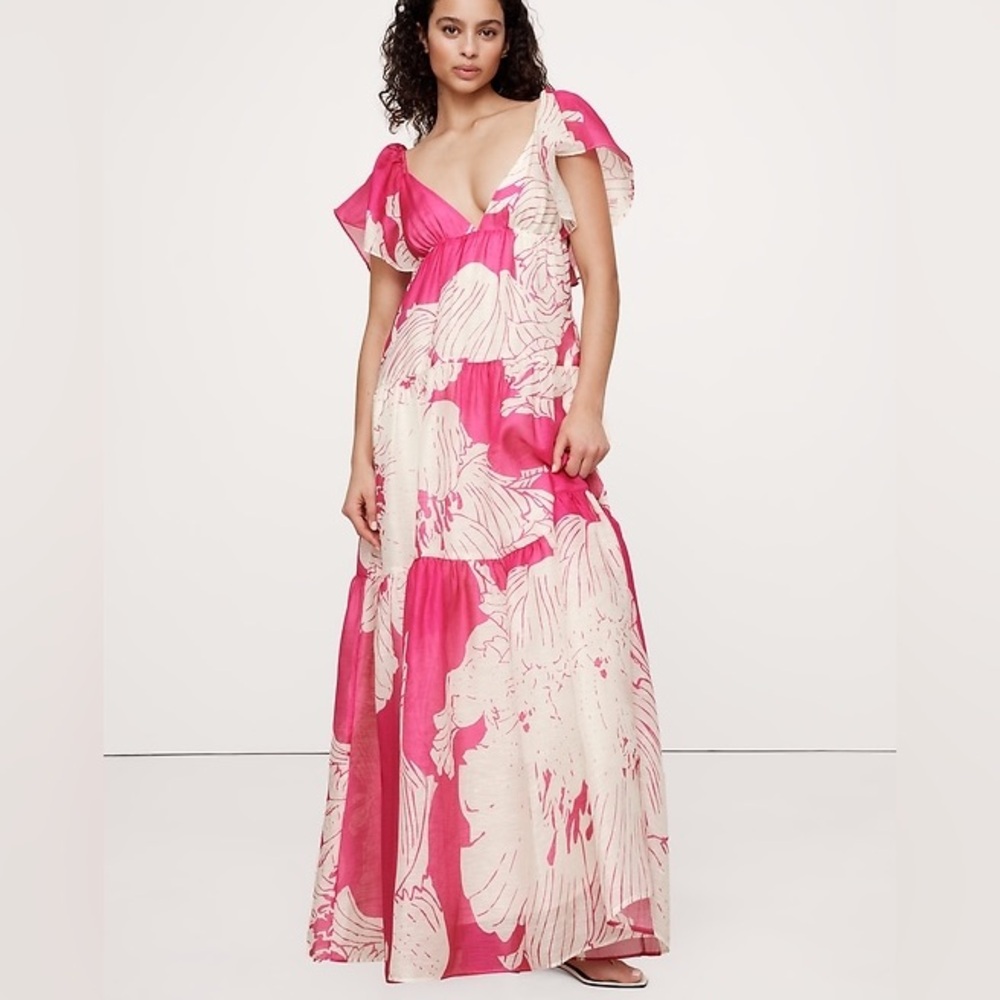 Banana Republic Pink Floral Maxi Dress